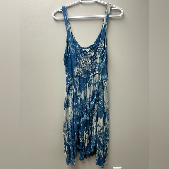 Shiva Fashions Midi Tie Dye Blue Summer Dress - Picture 4 of 5
